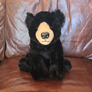Black Plush Bear Stuffed Animal with Tan Snout